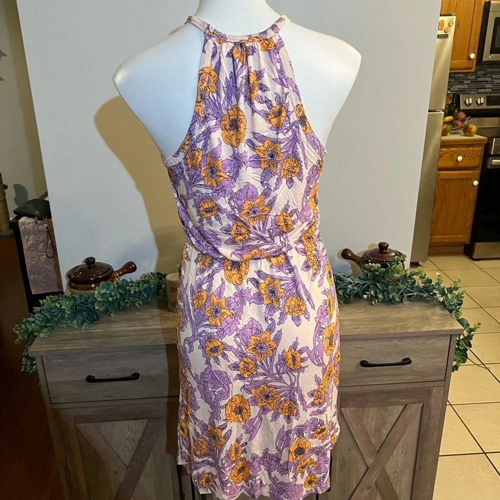 H&M orange and purple spaghetti striped dress